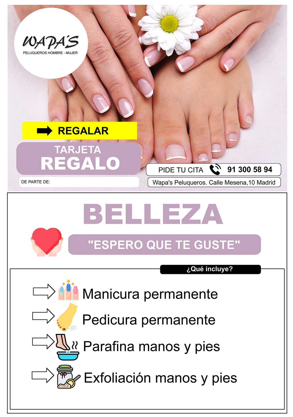 Tarjeta Regalo Belleza - Wapa's Peluquería tarjeta regalo belleza