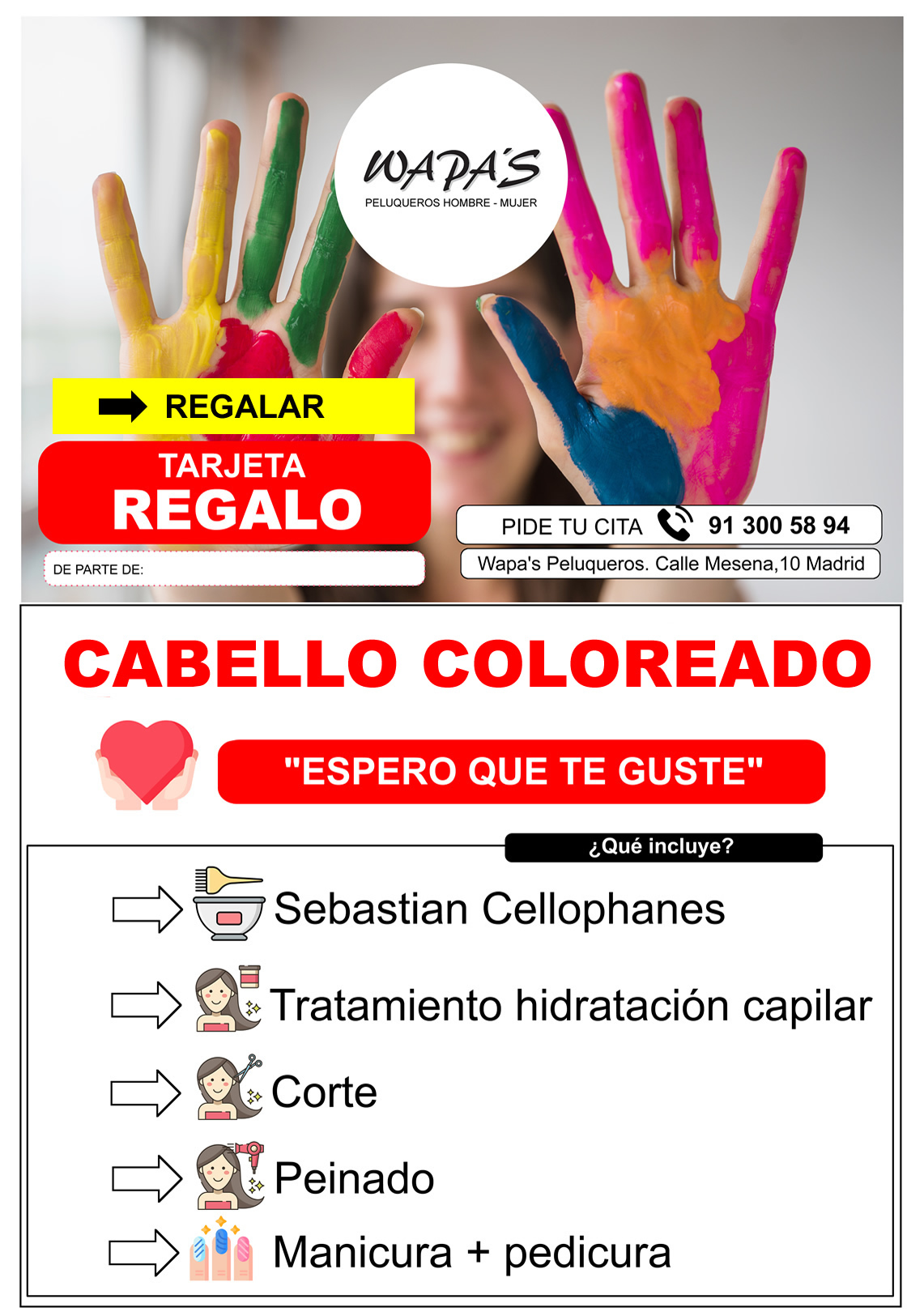 Tarjeta Regalo Cabello Coloreado - Wapa's Peluquería tarjeta regalo cabello coloreado