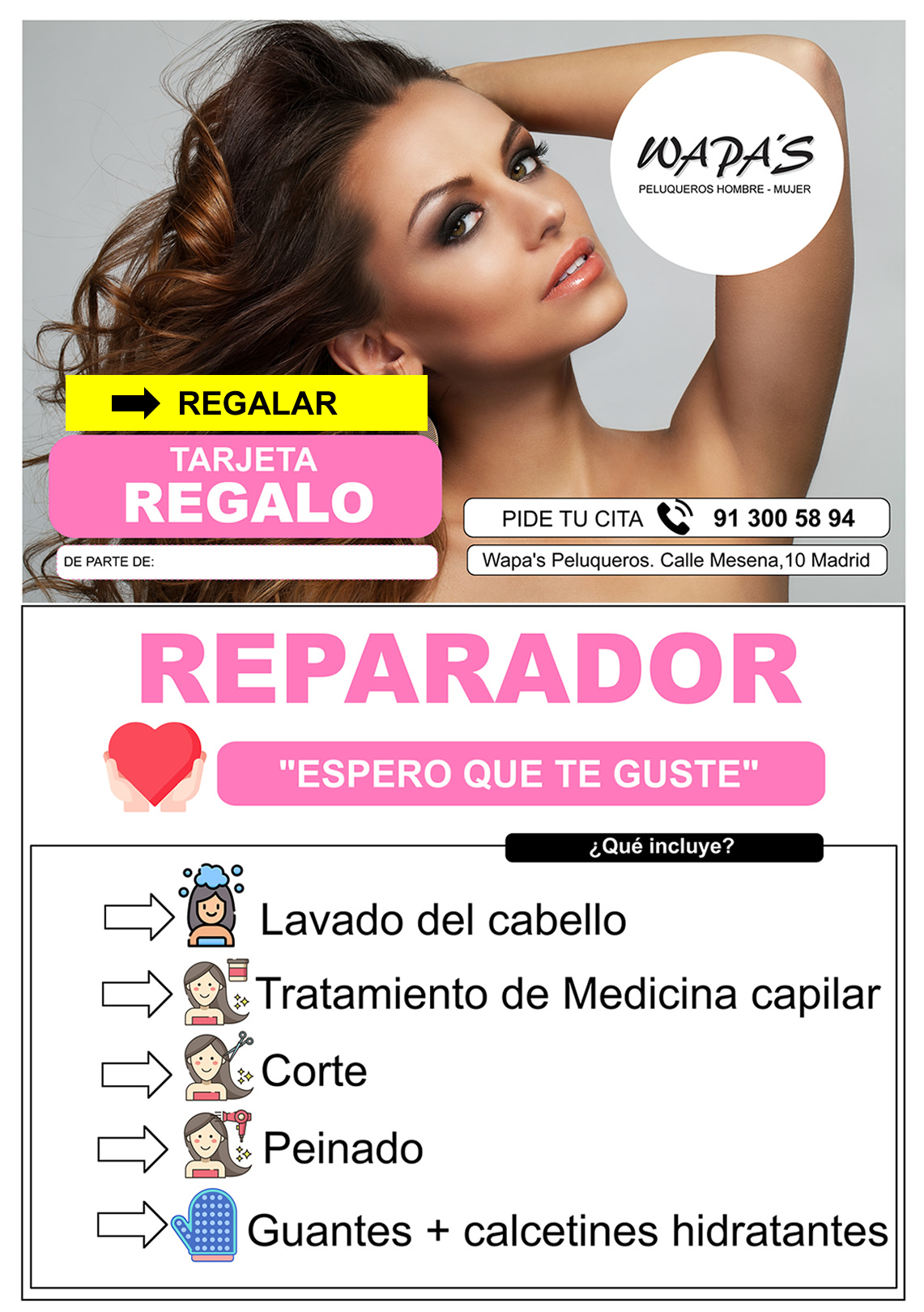 Tarjeta Regalo Reparador - Wapa's Peluquería tarjeta regalo reparador